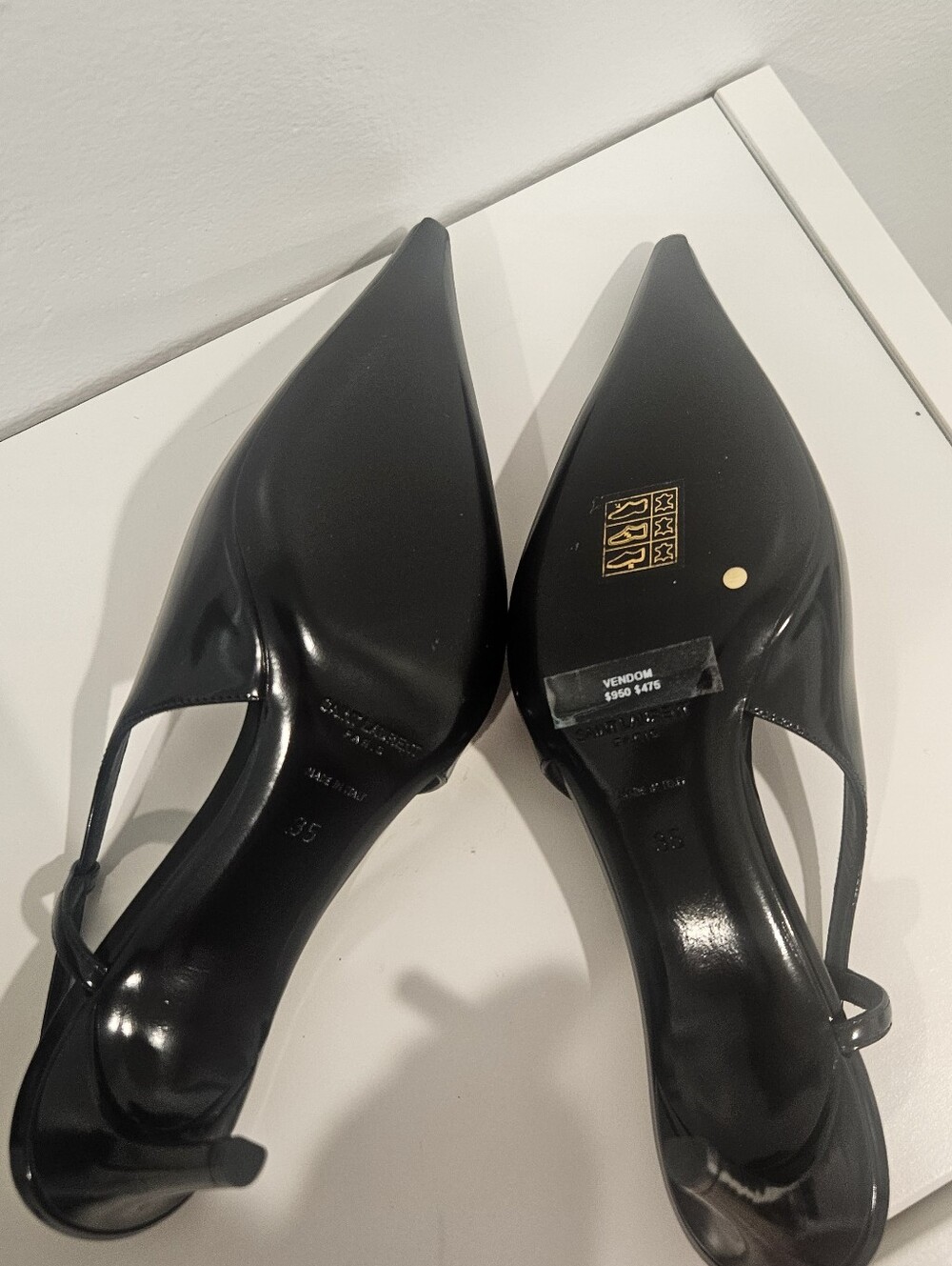 Saint Laurent Black Pointed Slingback Pumps - Picture 5 of 6